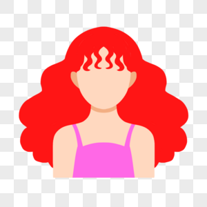 红色蓬松头发卡通人物头像高清图片