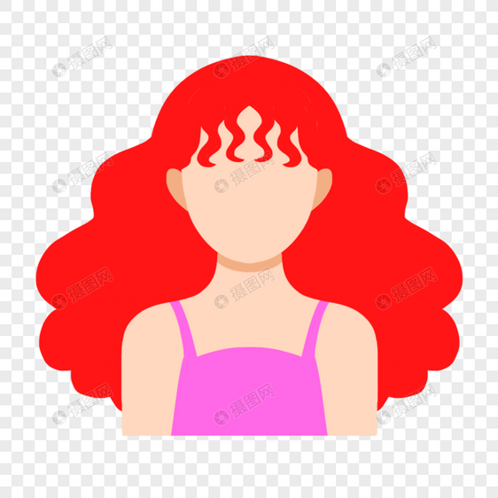 红色蓬松头发卡通人物头像图片