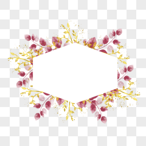 金枝树叶婚礼多边形边框图片