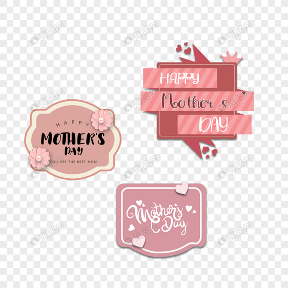 母亲节粉色标签花朵图片