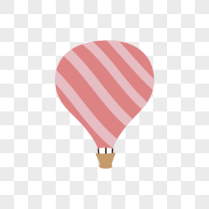 旅行手绘水彩旅游粉色条纹热气球图片