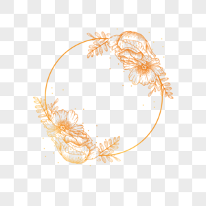 金线花卉婚礼圆形边框图片