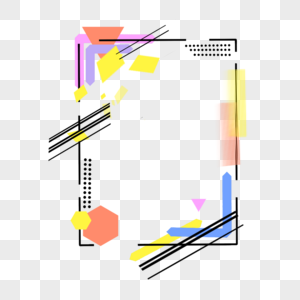 彩色线条长方形几何孟菲斯边框图片