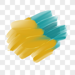 蓝色和黄色质感撞色水彩笔刷图片