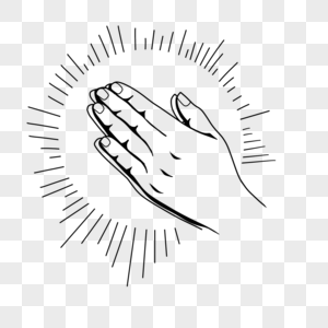 双手合并简洁线条祈祷的手势图片