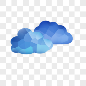 蓝色低聚多边形云朵堆图片