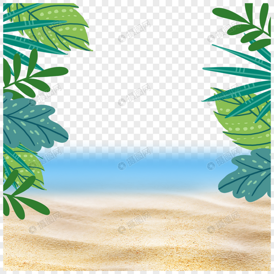 绿色夏季植物树叶沙滩图片