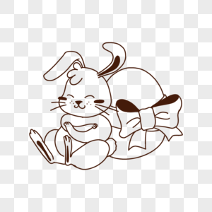 卡通复活节兔子靠着彩蛋图片