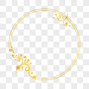 卷曲金色花卉圆框图片