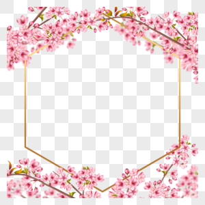 春天粉色樱花枝条创意边框图片