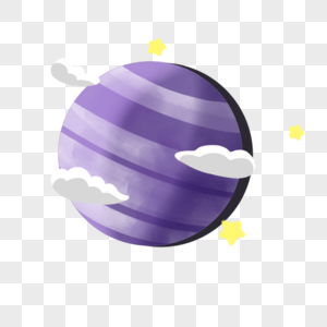 水彩星球小行星紫色行星图片