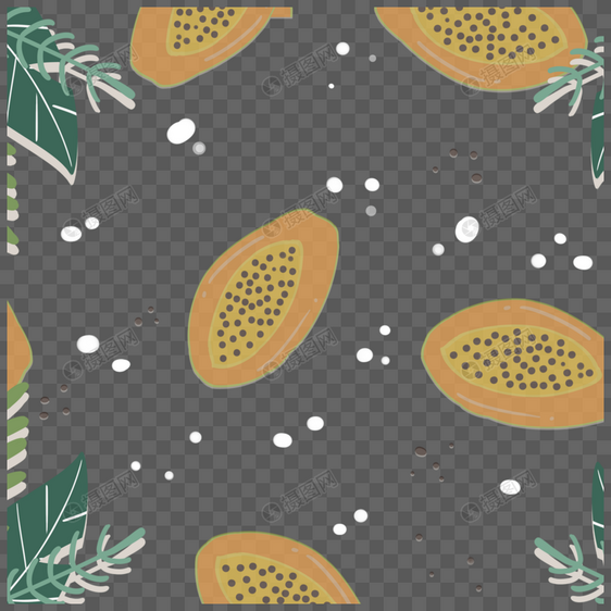 切开的新鲜木瓜抽象植物边框图片