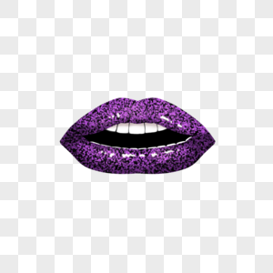 金粉光效嘴唇紫色露齿图片