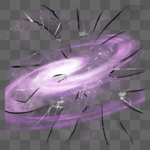 紫色银河星空玻璃碎片破裂图片