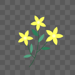 三朵黄色花瓣春天花朵图片