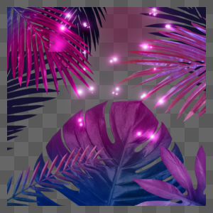 紫色光点霓虹植物边框图片
