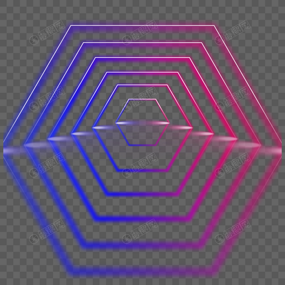 六边形霓虹螺旋元素图片
