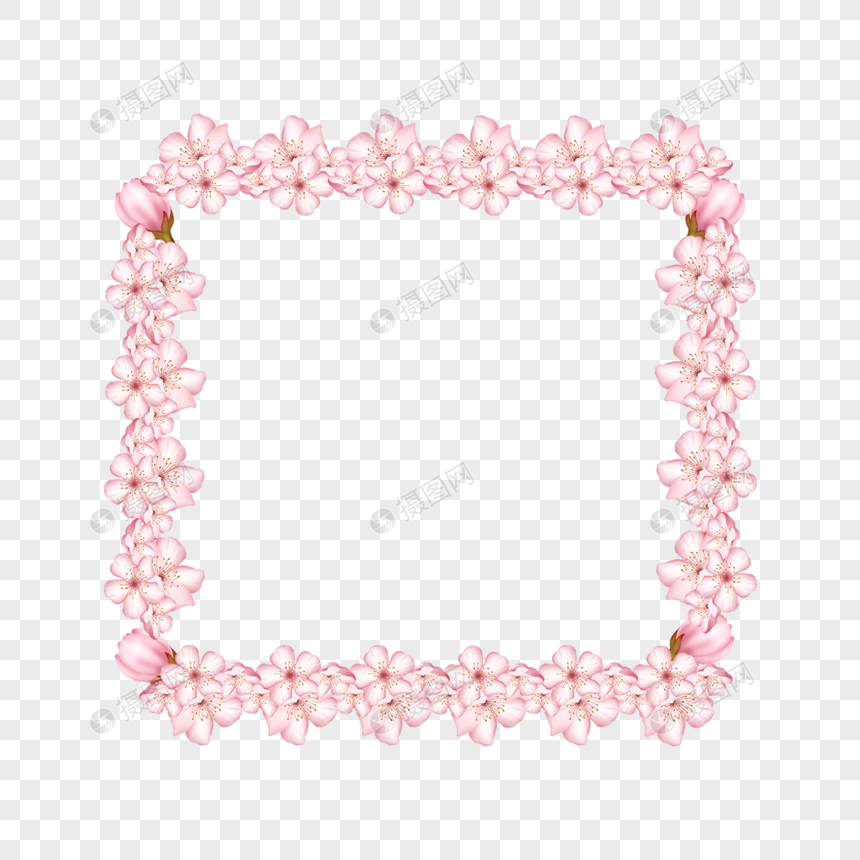 粉色方形花卉边框图片