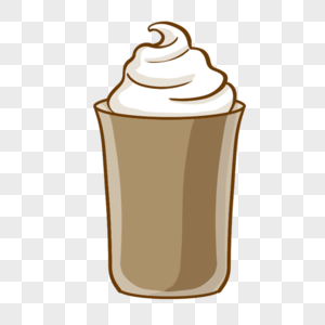 可爱褐色直筒杯和奶油咖啡高清图片