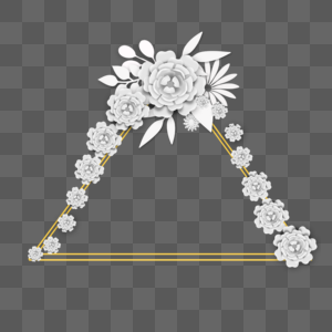 剪纸花卉三角形婚礼边框图片