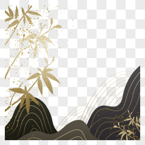 传统金色花纹山石背景框图片