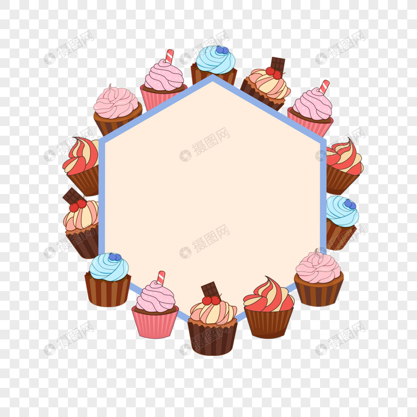 彩色纸杯蛋糕商品店铺边框图片