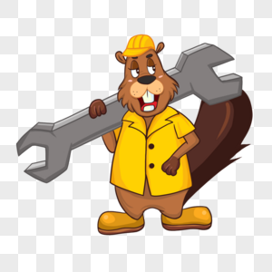 海狸工人工具黄色安全帽图片