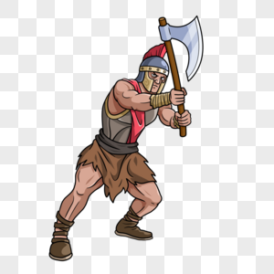 古罗马战斧斗士卡通图片