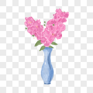 紫薇花粉色水彩风格花瓶图片