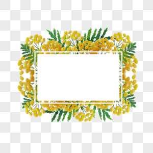 艾菊花卉水彩长方形边框图片