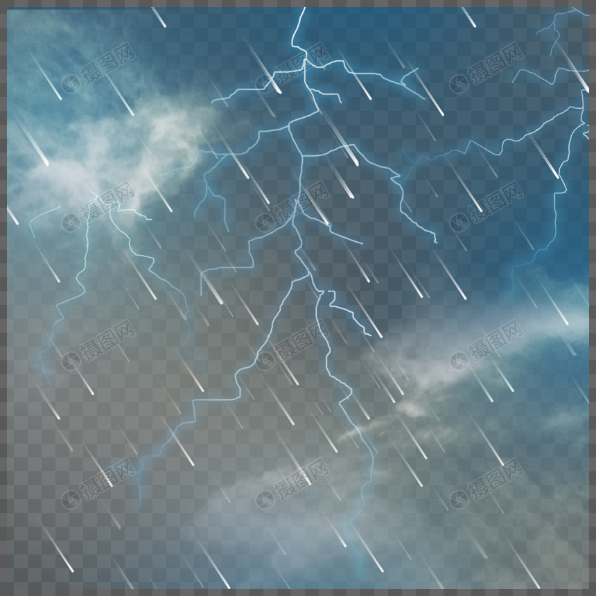 雷雨天气蓝色光效抽象图片