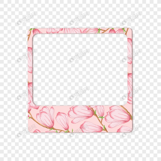 花卉植物宝丽来粉色相框图片