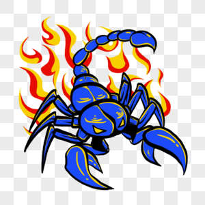 蝎子吉祥物波普风格火焰高清图片