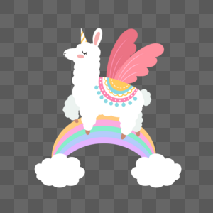 羊驼独角兽彩虹装饰图片
