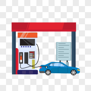汽车加油在加油站卡通图片