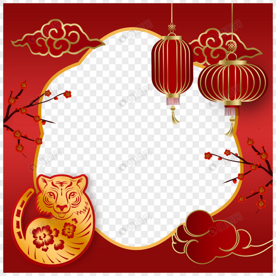 虎年新年春节红色twibbon边框图片