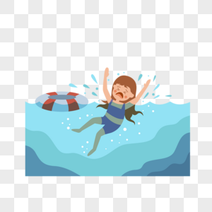 女孩深海游泳事故溺水概念插画图片