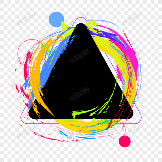 笔刷渐变彩色圆点三角形边框图片