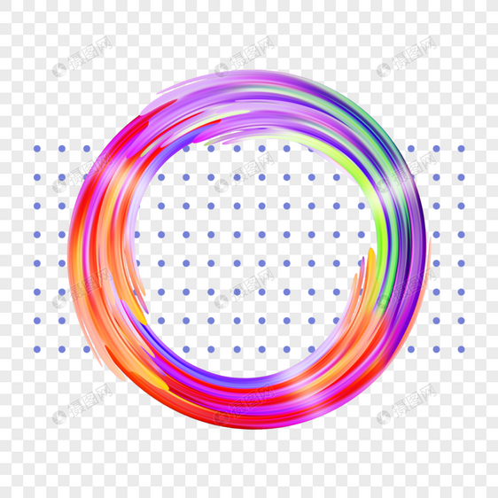 笔刷光效彩色发光的圆环边框图片