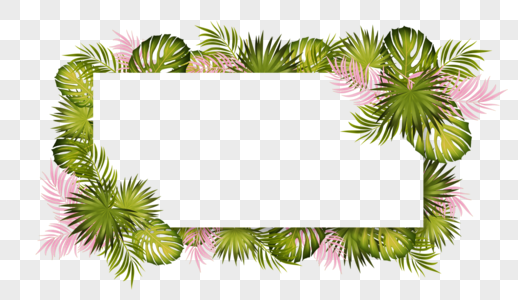 棕榈叶粉色叶片边框图片