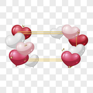 情人节爱心气球长方形边框图片