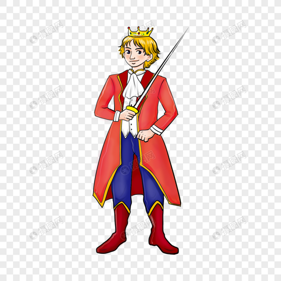 童话王子红色衣服卡通人物图片