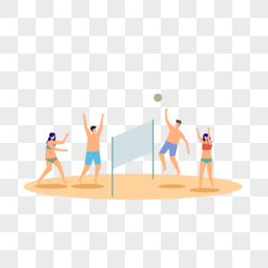 沙滩排球户外运动插画图片