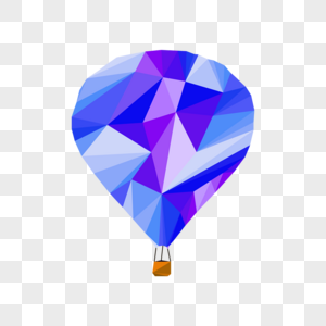 热气球低聚蓝色插图图片