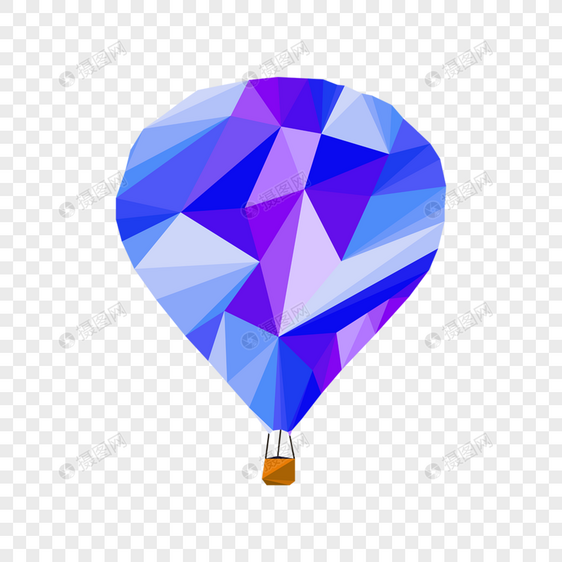 热气球低聚蓝色插图图片