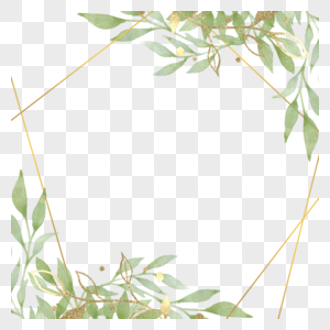 金箔树叶婚礼水彩装饰边框图片