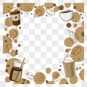 咖啡拿铁树叶褐色边框卡布奇诺图片