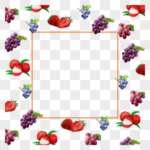 水果水彩草莓边框图片