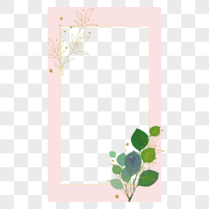 植物ins长方形粉红色边框图片