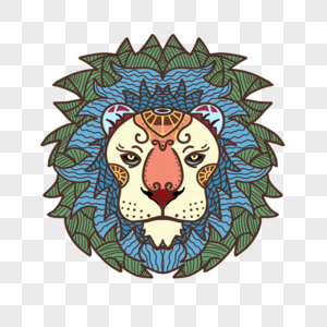 抽象民族风格十二星座之狮子彩色图图片